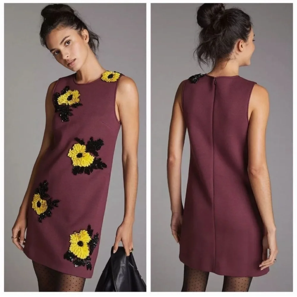 NWT Anthropologie Dhruv Kapoor Sequined Shift Mini Dress - Picture 3 of 12